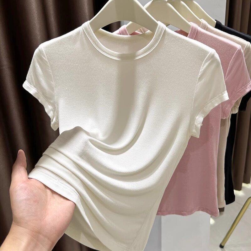 品牌折扣正品女装断码清仓特价不能退换杏色莫代尔短袖