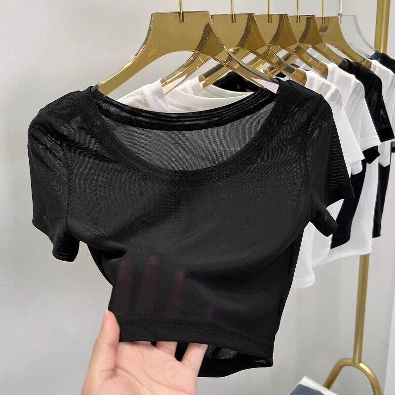 品牌折扣正品女装断码清仓特价不能退换白色冰丝短袖t恤女夏季薄