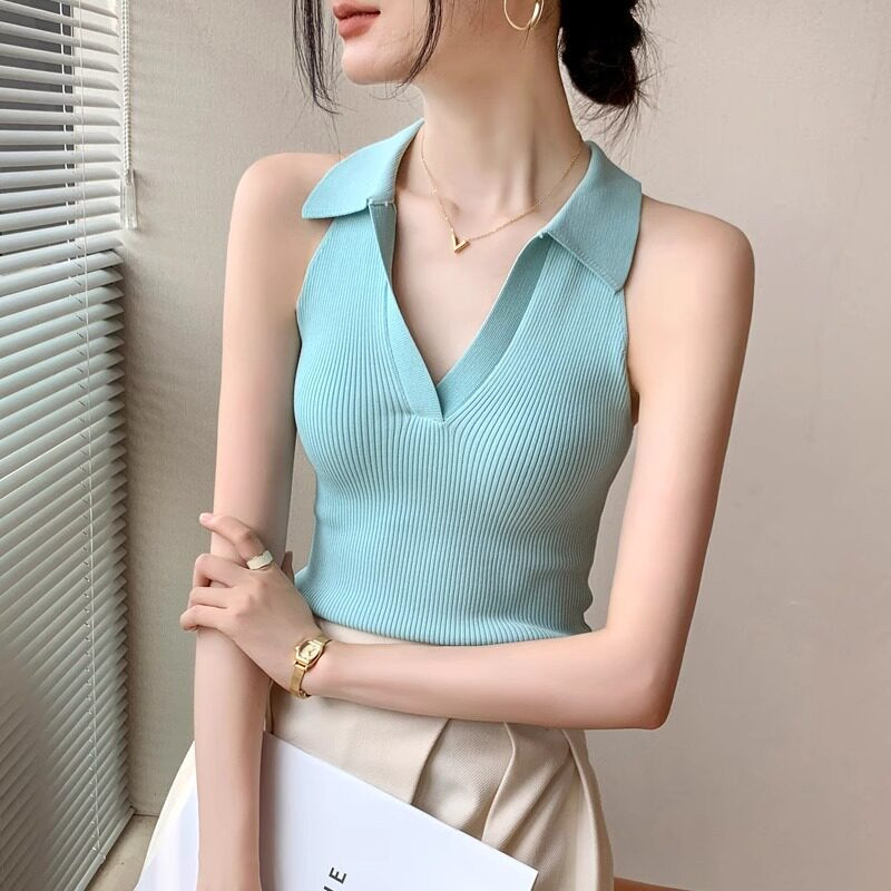 品牌正品女装衣服断码特价清仓 不接受退换-无袖POLO领T恤女夏季