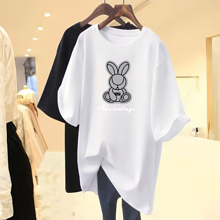 【品牌正品女装新品超级秒杀 不接受退换】遮屁股中长款短袖T恤女