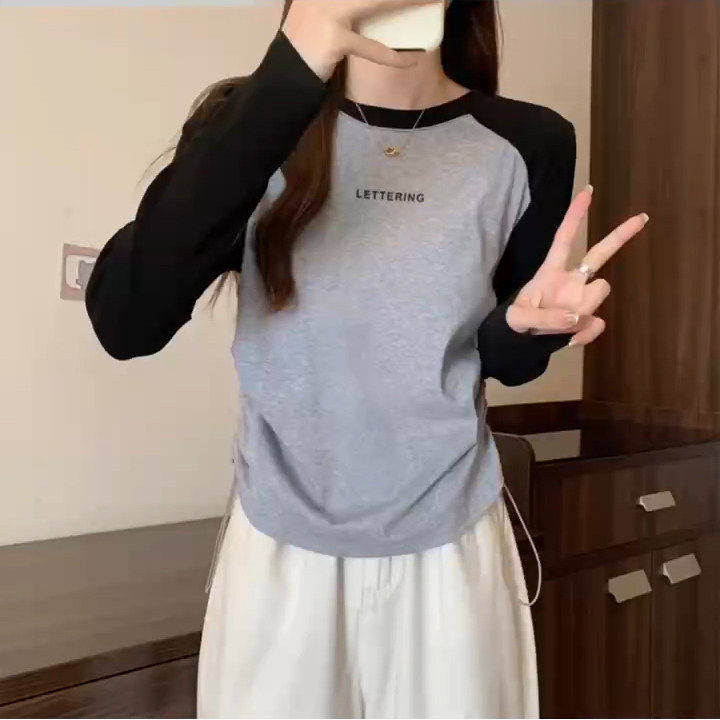 品牌折扣正品女装断码清仓特价不能退换字母印花长袖T恤女秋季新