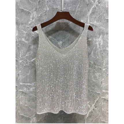 【品牌正品女装新品超级秒杀 不接受退换】欧货亮丝烫钻吊带