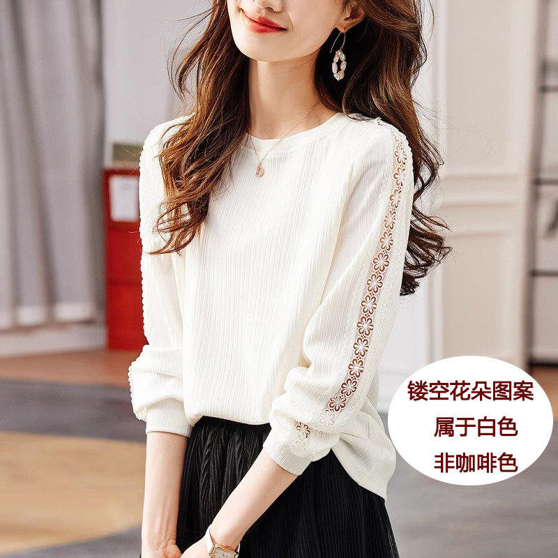 品牌折扣正品女装断码清仓特价不能退换白色圆领长袖T恤女秋季新