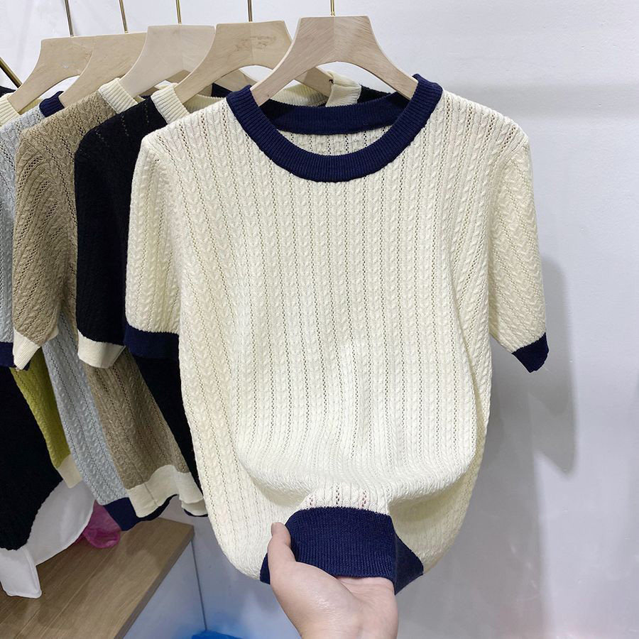 【品牌正品女装新品超级秒杀 不接受退换】冰丝针织短袖T恤女夏季