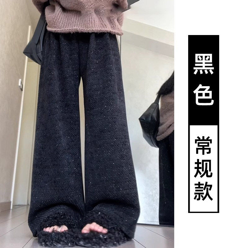 品牌折扣正品女装断码清仓特价不能退换毛呢条纹阔腿裤秋冬