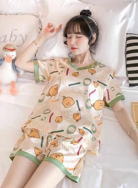 品牌折扣正品女装断码清仓特价不能退换可爱小黄鸭冰丝睡衣女