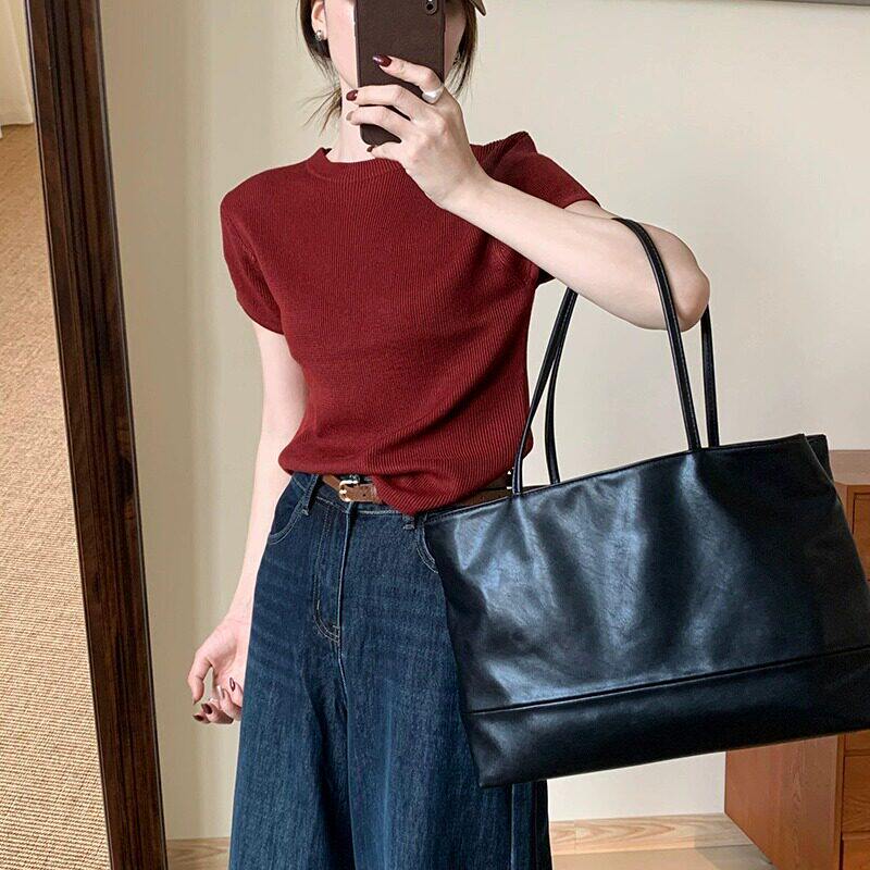 品牌折扣正品女装断码清仓特价不能退换红色针织短袖T恤女2026春