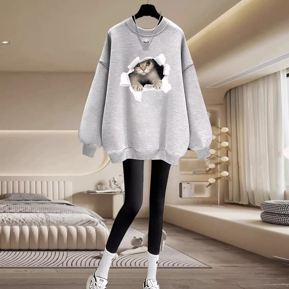 品牌正品女装衣服断码特价清仓 不接受退换-黑色中长款卫衣遮屁股