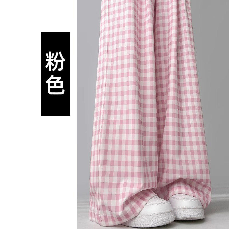 品牌正品女装衣服断码特价清仓 不退换-粉色格子裤女夏季薄款高腰