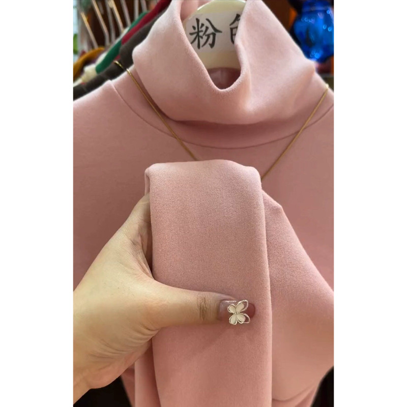 品牌折扣正品女装断码清仓特价不能退换双面澳绒堆堆领打底衫女