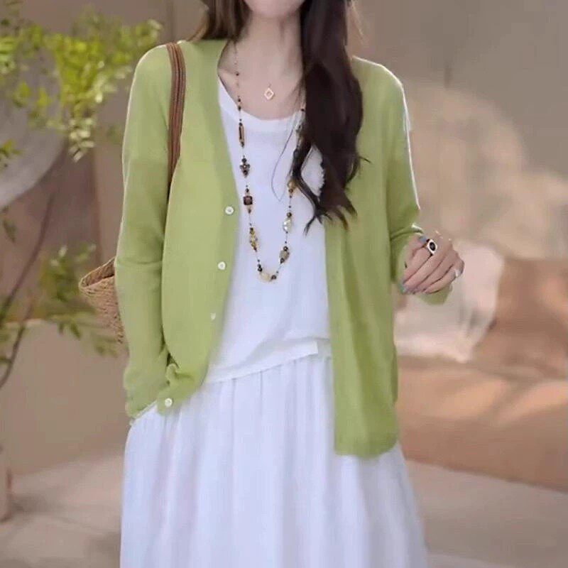 品牌正品女装衣服断码特价清仓 不退换-绿色小清新针织防晒开衫女