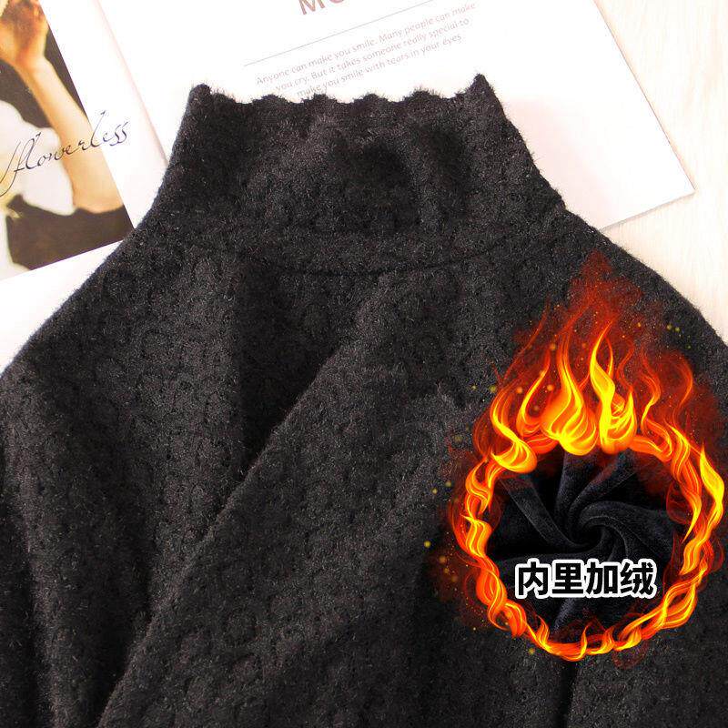 品牌折扣正品女装断码清仓特价不能退换加绒半高领磨毛蕾丝打底衫