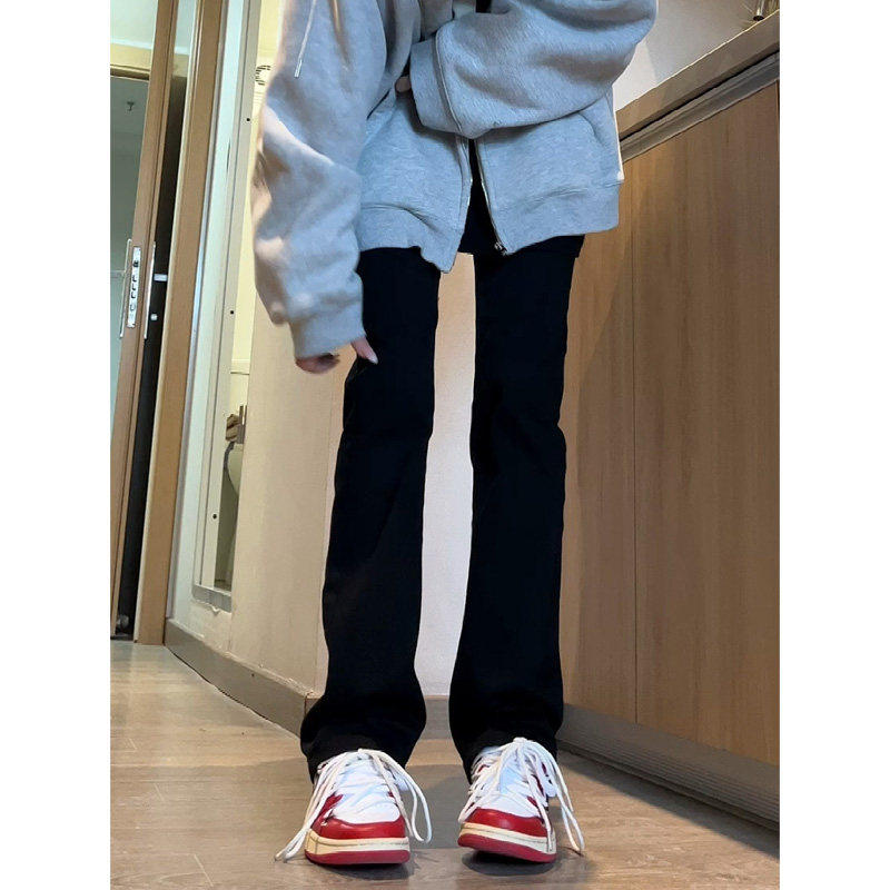 品牌正品女装衣服断码特价清仓 不退换-黑色直筒窄版牛仔裤女秋冬