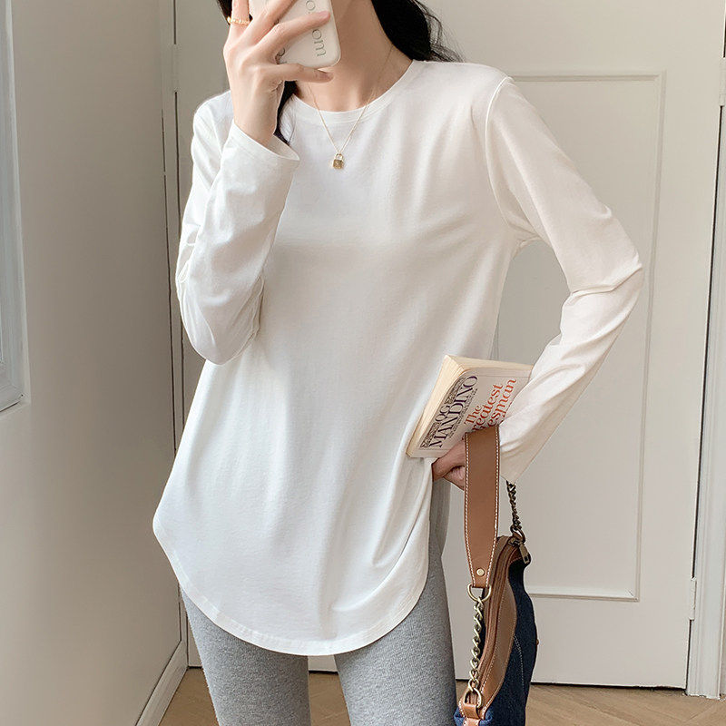 品牌折扣正品女装断码清仓特价不能退换粉色中长款长袖t恤女秋冬