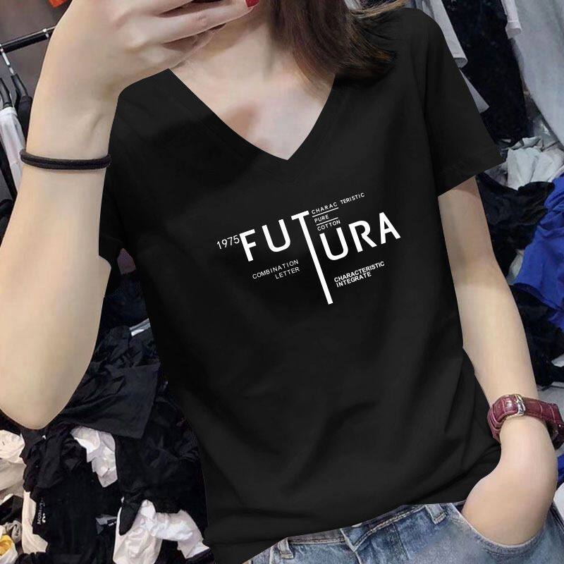 品牌折扣正品女装断码清仓特价不能退换白色V领t恤女短袖夏季新款