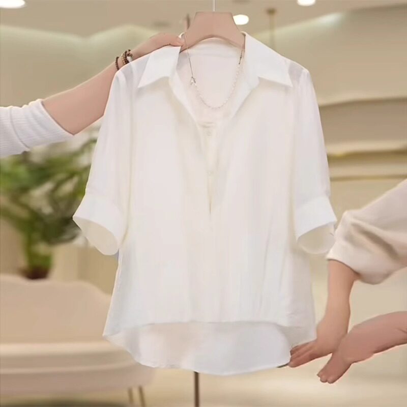 品牌折扣正品女装断码清仓特价不能退换白色短袖衬衫女夏欧货小衫