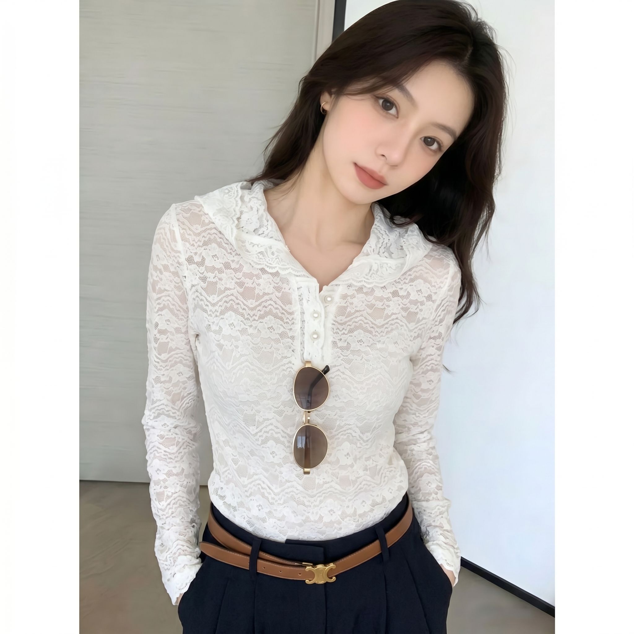 品牌正品女装衣服断码特价清仓 不接受退换-复古翻领苎麻刺绣衬衫