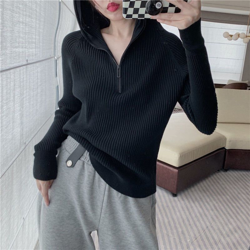 【品牌正品女装新品超级秒杀 不接受退换】连帽针织衫女春秋新