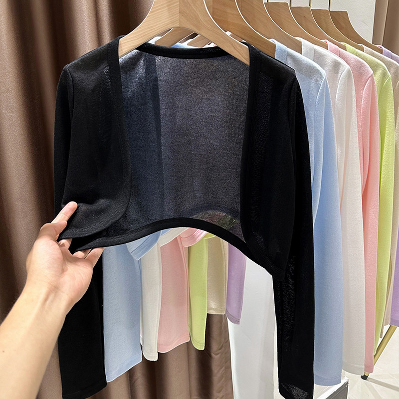 品牌正品女装衣服断码特价清仓 不接受退换-黑色冰丝针织防晒披肩