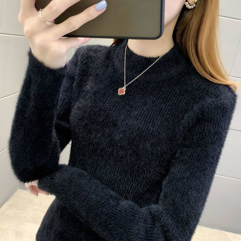 品牌折扣正品女装断码清仓特价不能退换仿水貂绒半高领软糯内搭