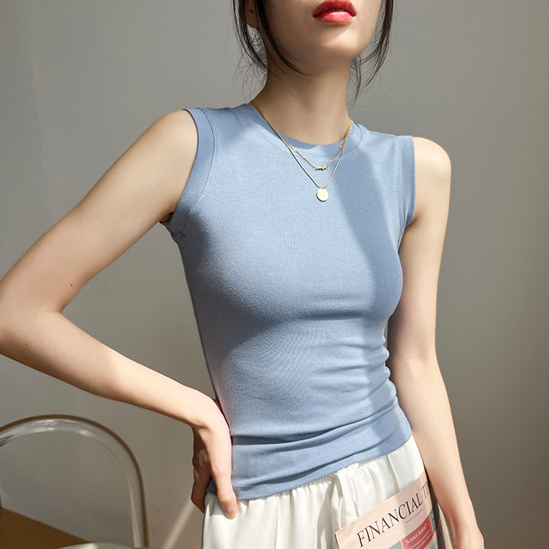 品牌折扣正品女装断码清仓特价不能退换白色小立领无袖打底背