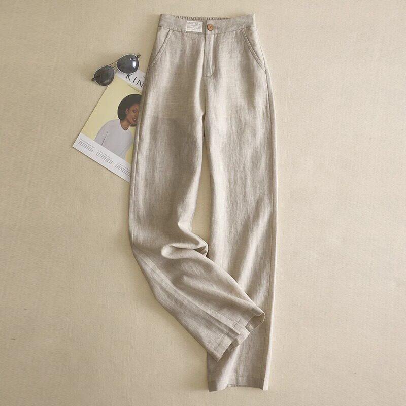 【品牌正品女装新品超级秒杀 不接受退换】高端亚麻阔腿裤女夏季