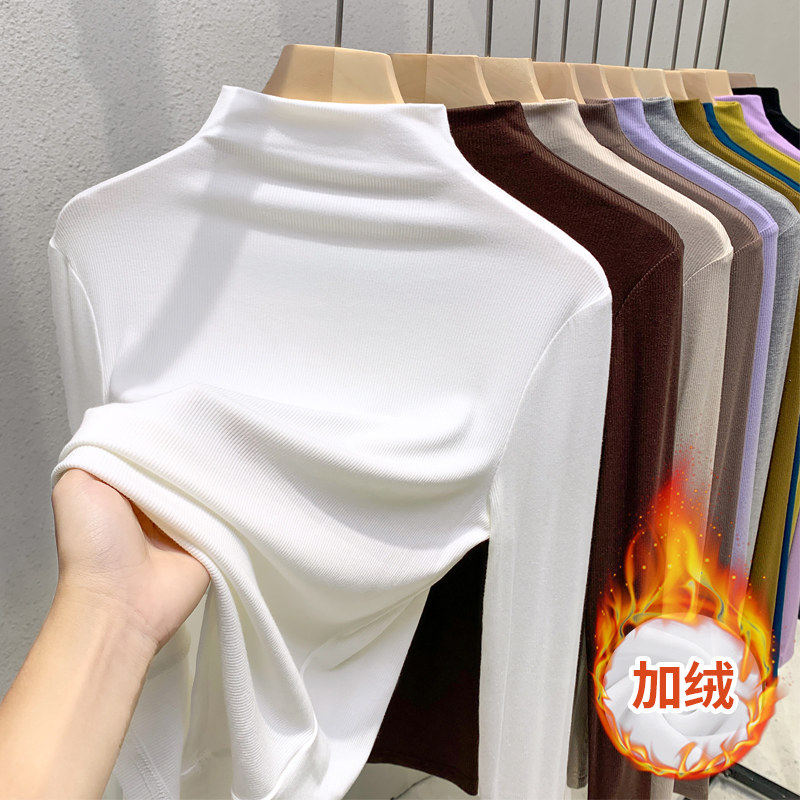 品牌折扣正品女装断码清仓特价不能退换半高领黑色打底衫女秋冬