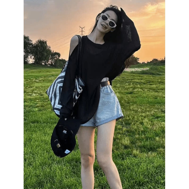 品牌折扣正品女装断码清仓特价不能退换黑色冰丝防晒罩衫女夏装薄