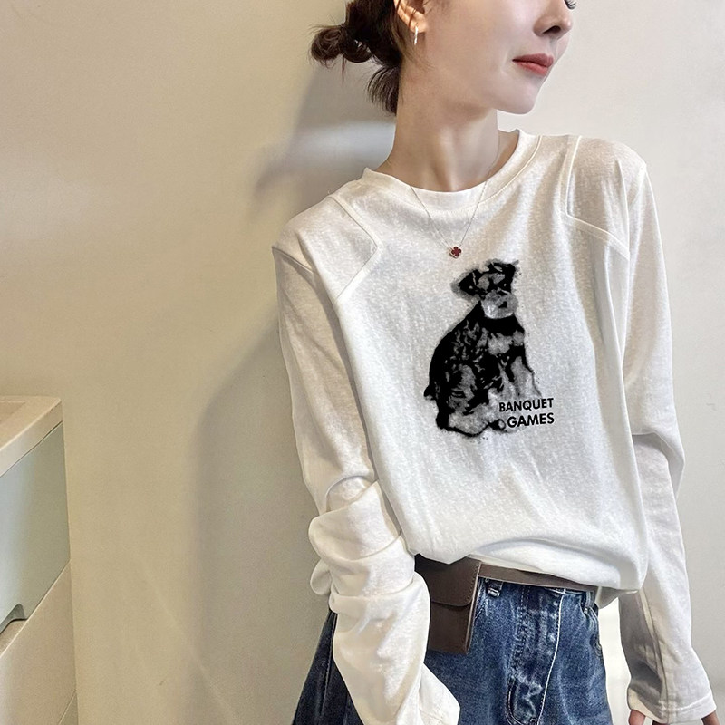 品牌折扣正品女装断码清仓特价不能退换印花白色内搭设计感