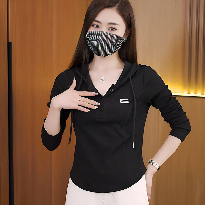 品牌折扣正品女装断码清仓特价不能退换白色连帽打底衫女春秋新款