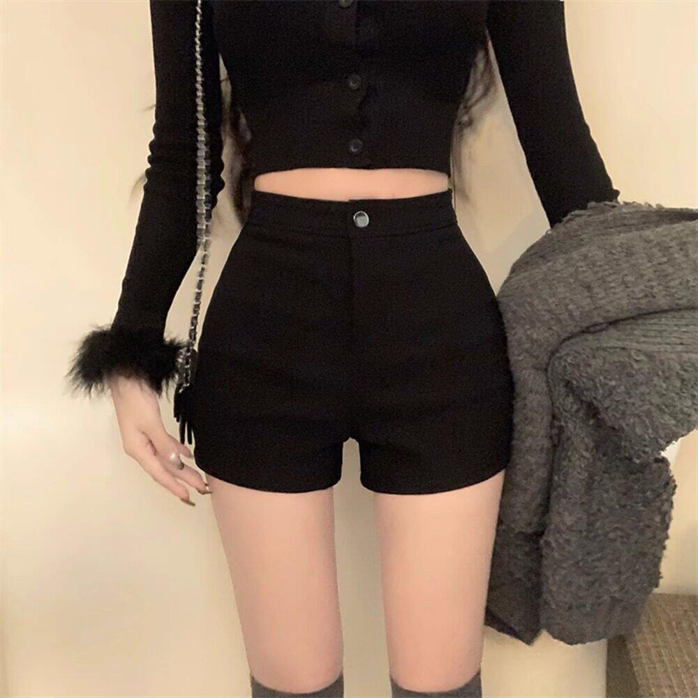 品牌折扣正品女装断码清仓特价不能退换黑色高腰休闲短裤女秋冬
