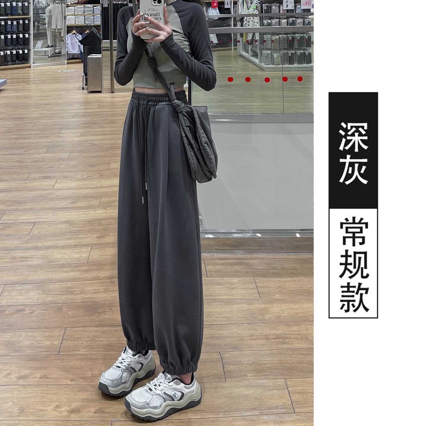 品牌正品女装衣服断码特价清仓 不退换-灰色哈伦束脚运动裤女秋冬