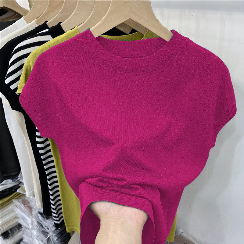 品牌正品女装衣服断码特价清仓 不接受退换-绿色冰丝针织衫t恤女