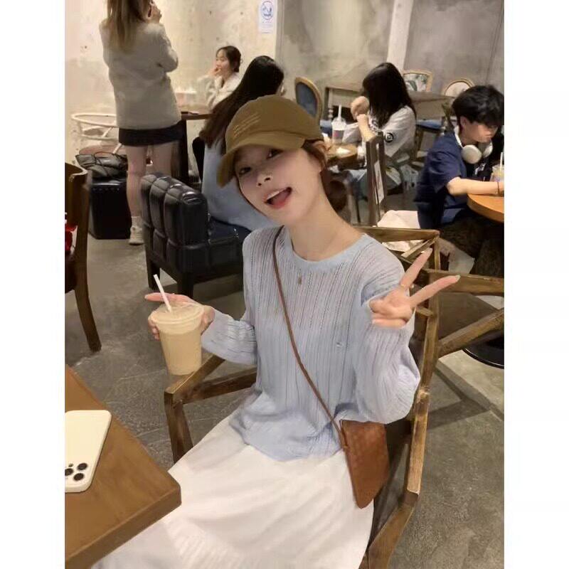 品牌折扣正品女装断码清仓特价不能退换镂空冰丝长袖针织衫女夏季