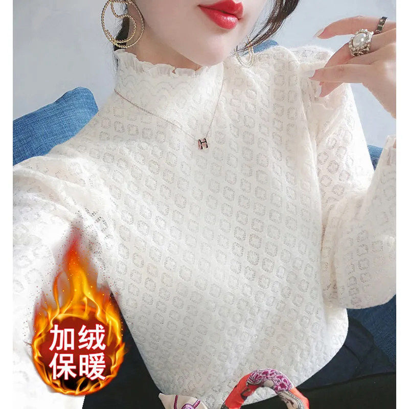 品牌折扣正品女装断码清仓特价不能退换半高领蕾丝打底衫女秋冬新