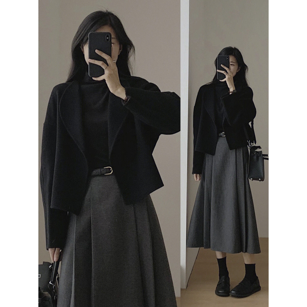 品牌折扣正品女装断码清仓特价不能退换赫本风短款毛呢外套女秋冬
