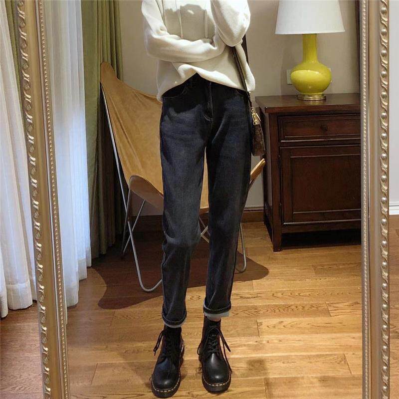 品牌折扣正品女装断码清仓特价不能退换烟灰色哈伦牛仔裤女秋冬加