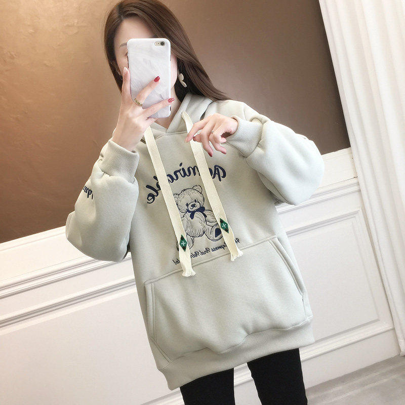 品牌折扣正品女装断码清仓特价不能退换中长款加绒加厚卫衣女秋冬