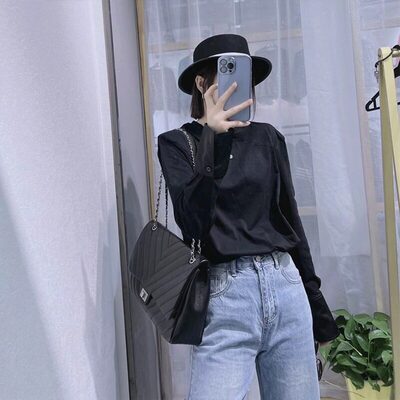 品牌折扣正品女装断码清仓特价不能退换白色长袖T恤女春秋新款