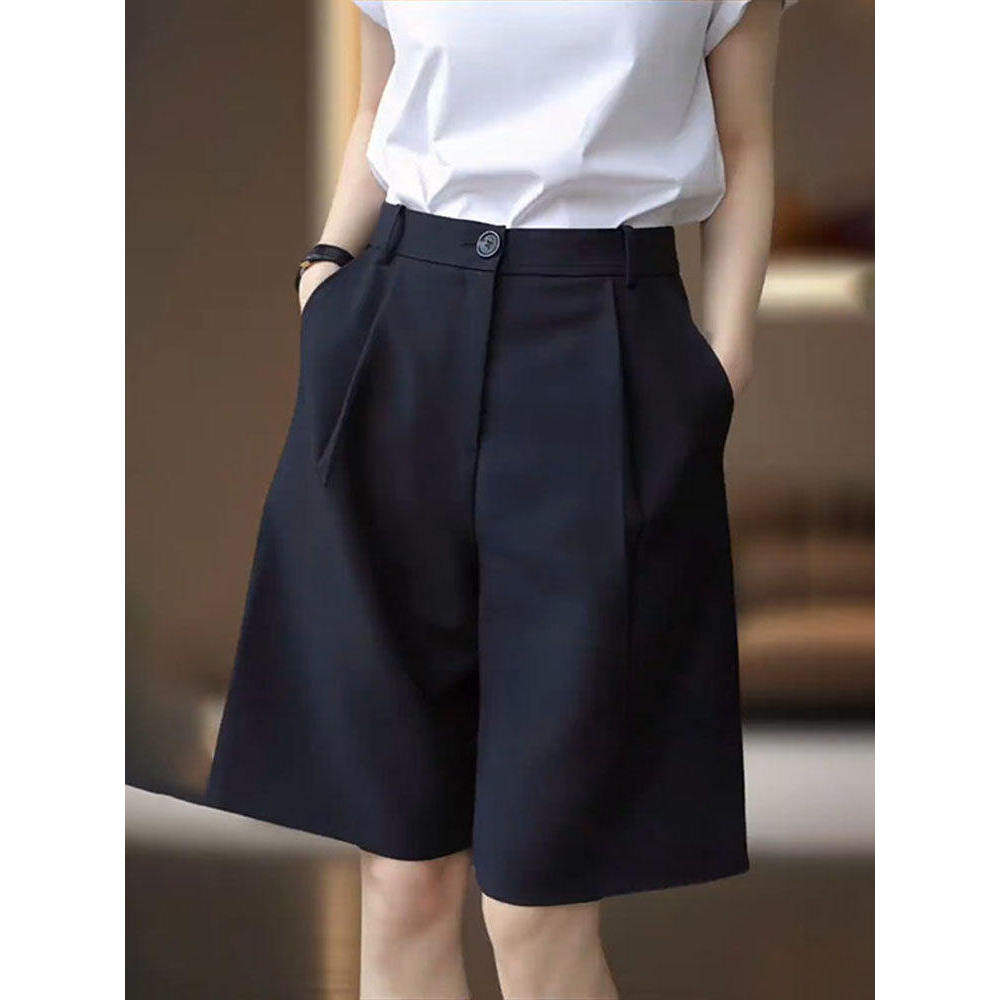 品牌正品女装衣服断码特价清仓 不退换-黑色西装短裤女夏季薄款休