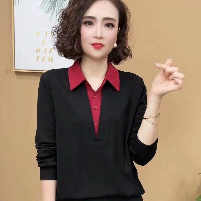 品牌折扣正品女装断码清仓特价不能退换货假两件翻领长袖T恤女