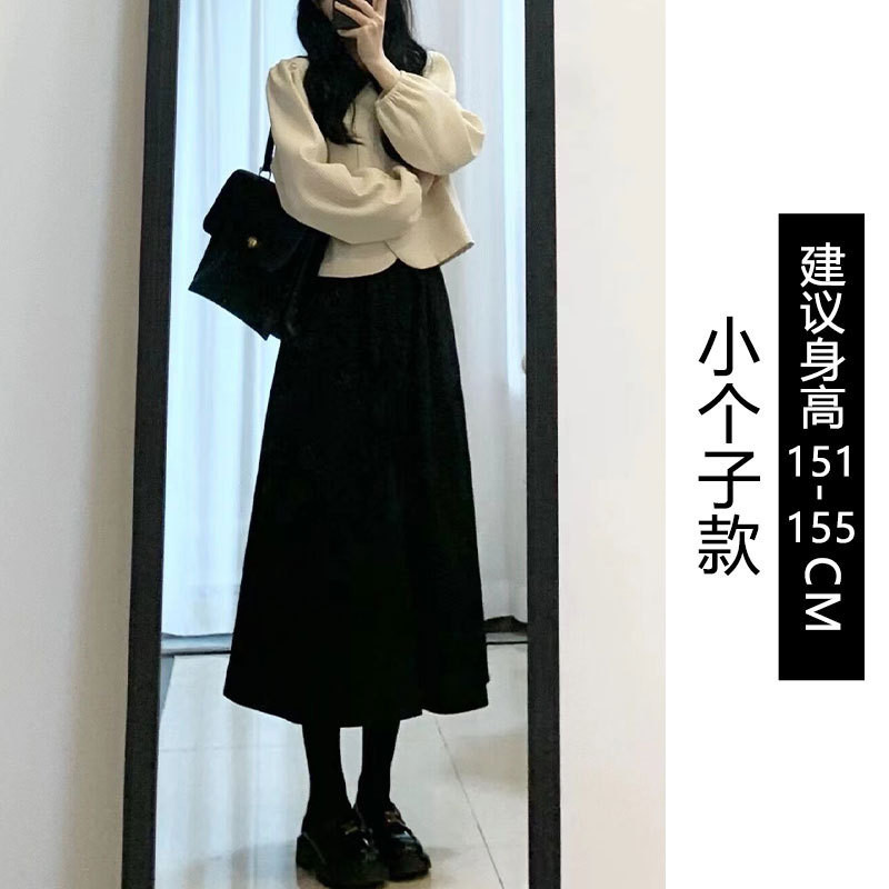 品牌折扣正品女装断码清仓特价不能退换法式赫本风黑色毛呢半身裙