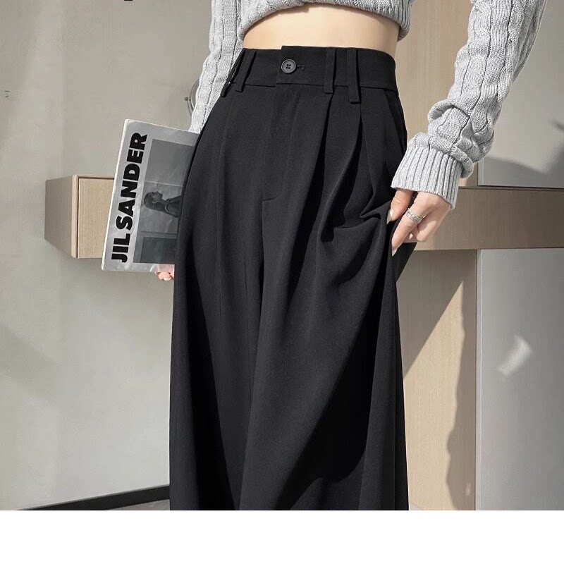 品牌正品女装衣服断码特价清仓 不接受退换-黑色西装阔腿裤女2026