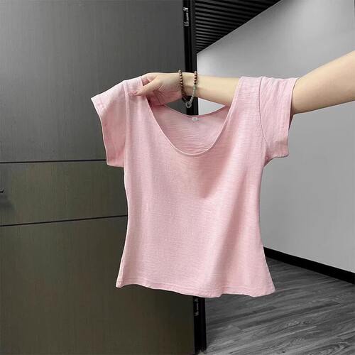 品牌折扣正品女装断码清仓特价不能退换白色短袖竹节棉t恤女夏薄