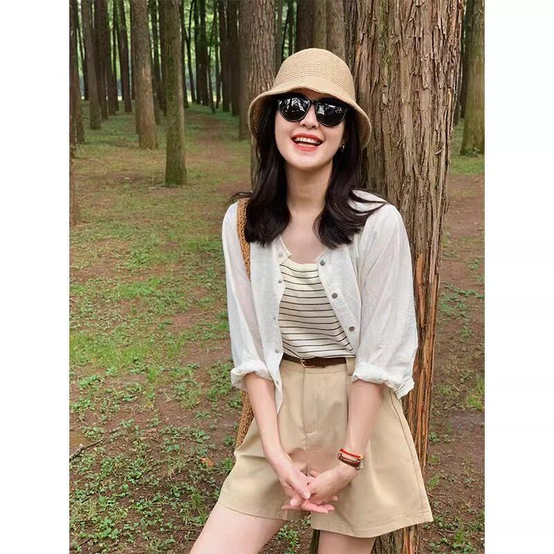 品牌正品女装衣服断码特价清仓 不退换-法式短款白色防晒衬衫女夏