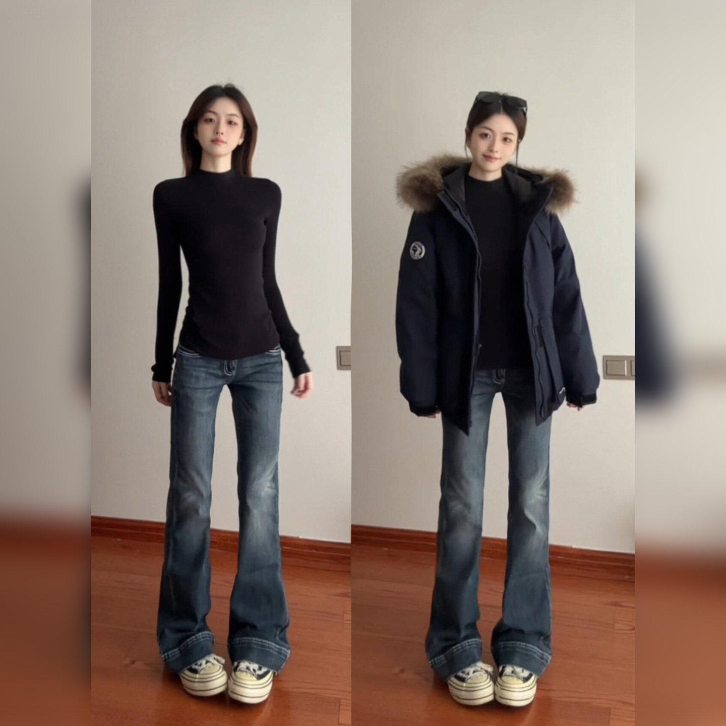 品牌正品女装衣服断码特价清仓 不退换-黑色圆领长袖T恤女秋冬新
