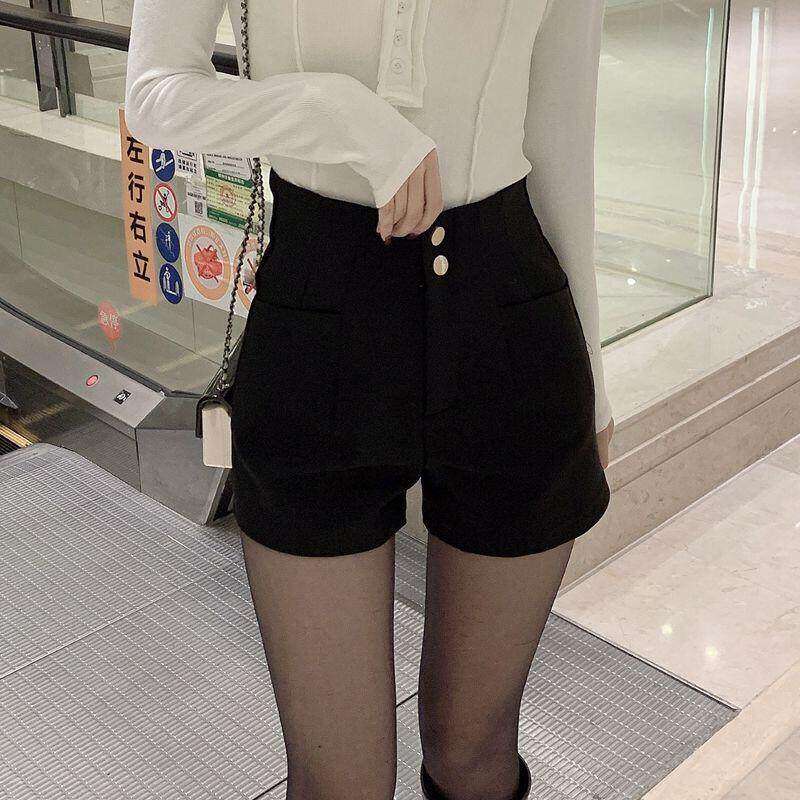 品牌折扣正品女装断码清仓特价不能退换黑色弹力阔腿短裤子女秋冬