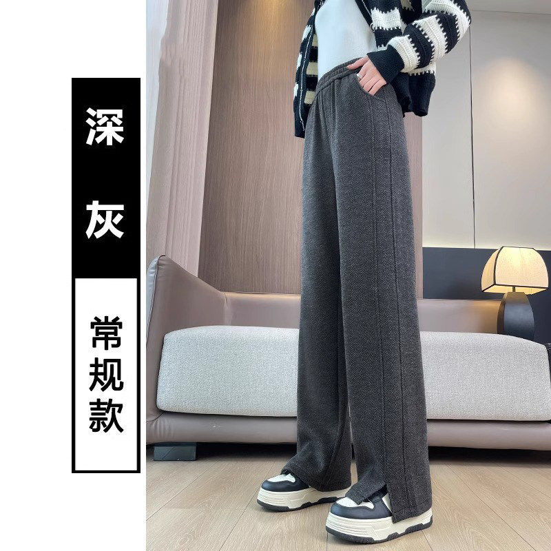 品牌折扣正品女装断码清仓特价不能退换毛呢人字纹阔腿裤女秋冬新