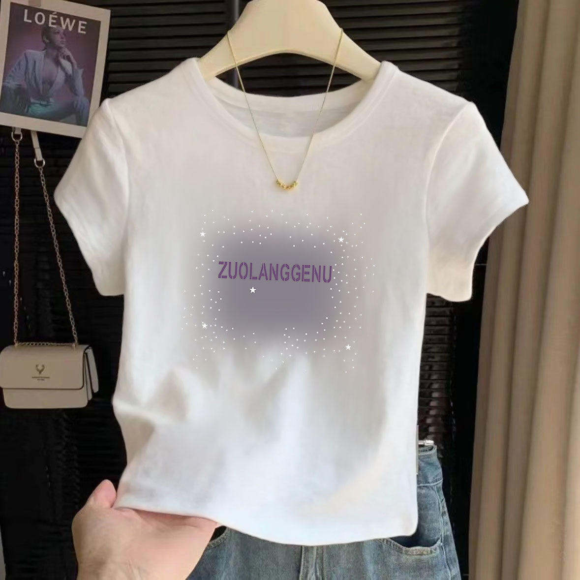 品牌折扣正品女装断码清仓特价不能退换欧货灰色棉正肩短袖T恤女