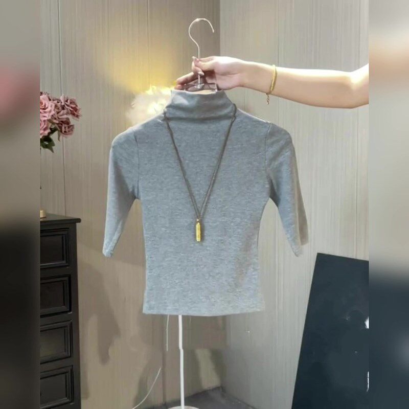 品牌折扣正品女装断码清仓特价不能退换灰色高领打底衫女秋季2026